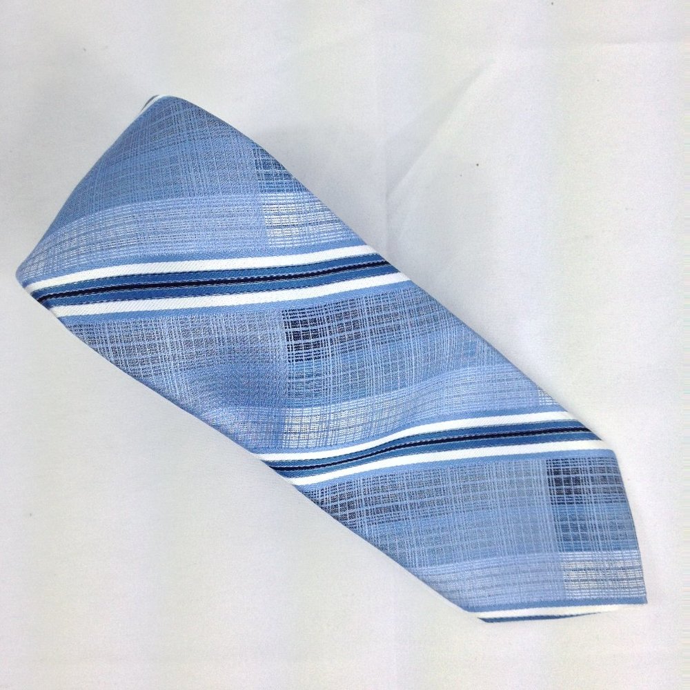 Count Barini Imported Blue Striped Men's Polyester Tie 57"x 3" Used